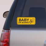Load image into Gallery viewer, Autós matrica - Baby on Board - sárga-fekete
