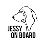 Autós kutyás matrica - SAJÁT NÉVVEL ÉS -FAJTA FIGURÁVAL