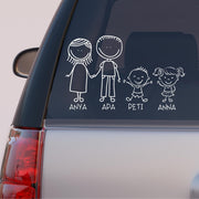 Autós matrica - Családosoknak - 2 gyerek 2 felnőtt - SAJÁT NÉVVEL KÉRHETŐ