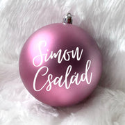 Óriás Névre szóló Karácsonyi gömbök - Rózsaszín (10 cm)