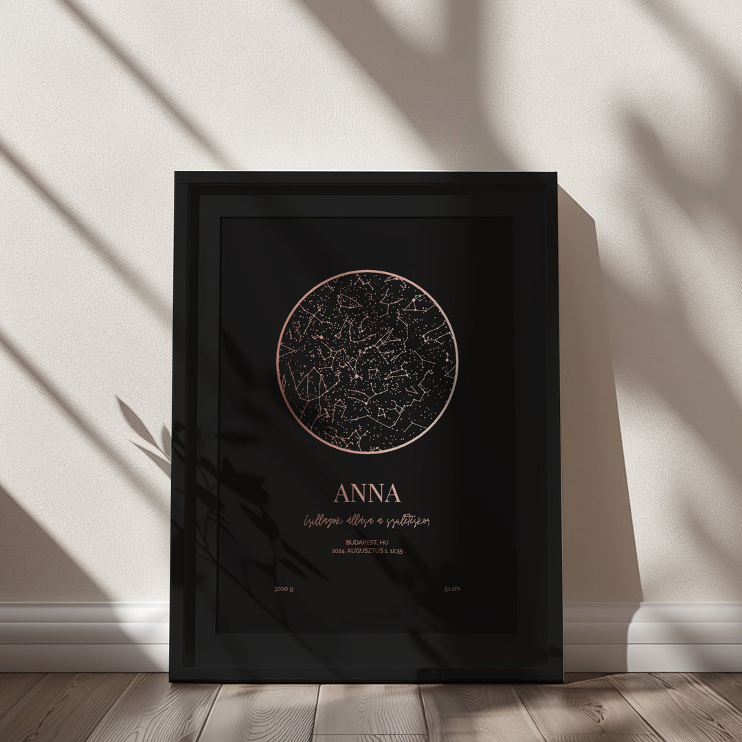 Star Map Gold Foil - Arany bevonatos csillagtérkép születési eseményhez